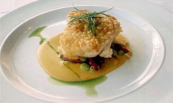 Steal This Recipe� Rice Crusted Alaskan Halibut in Coconut Curry Sauce | Mizuna, Denver