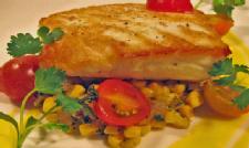 Steal This Recipe� Roasted Halibut with Corn Milk & Sweet Corn & Tomato Salad | Craft, LA